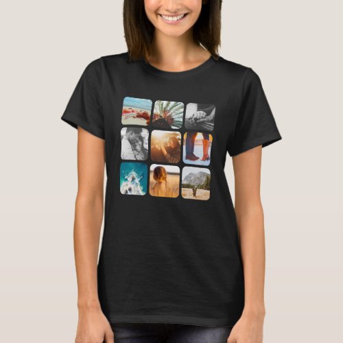 9 Photo Template Square Grid Rounded womans TShirt