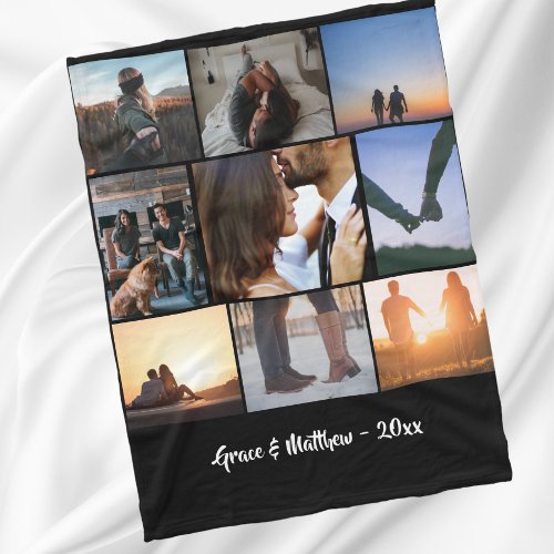 9 photos collage personalized fleece blanket