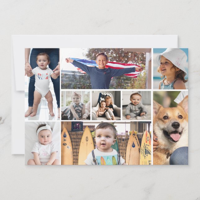 9 Picture Photo Collage Invitation (Front)