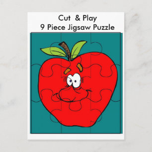 9 Piece Cut & Play Apple Puzzle Postcard