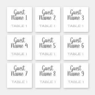 9 Place Card Guest Name and Table Number Sticker