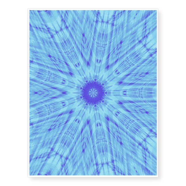 9-pointed two-toned blue kaleidiscopic pattern temporary tattoos (Front)