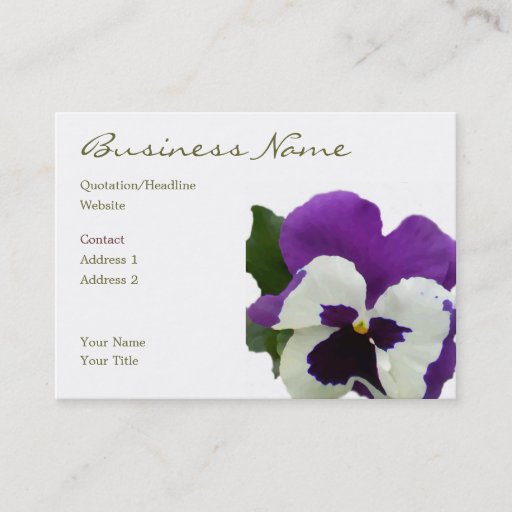Customizable 9 Purple White Painted Pansy Business Card