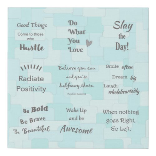 9 Quote Inspirational Canvas in Turquoise