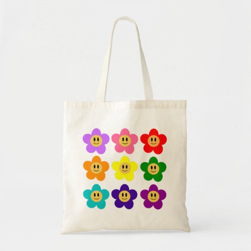 9 Rainbow Pride Color Flowers LGBT Tote Bag