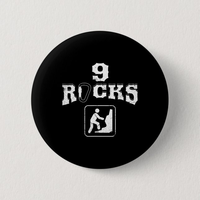 9 Rock Climbing Nine Year Old Birthday Bouldering  Button (Front)