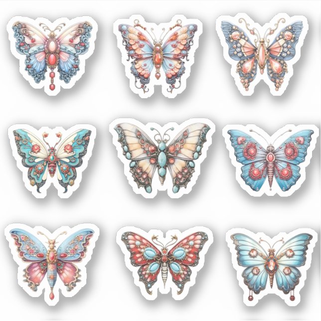 9 Rococo Butterfly Custom-Cut Vinyl Sticker (Front)