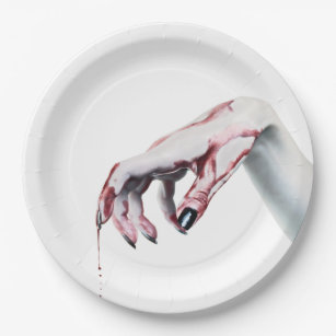 9" Round Paper Plate zombie blood drip vampire Got