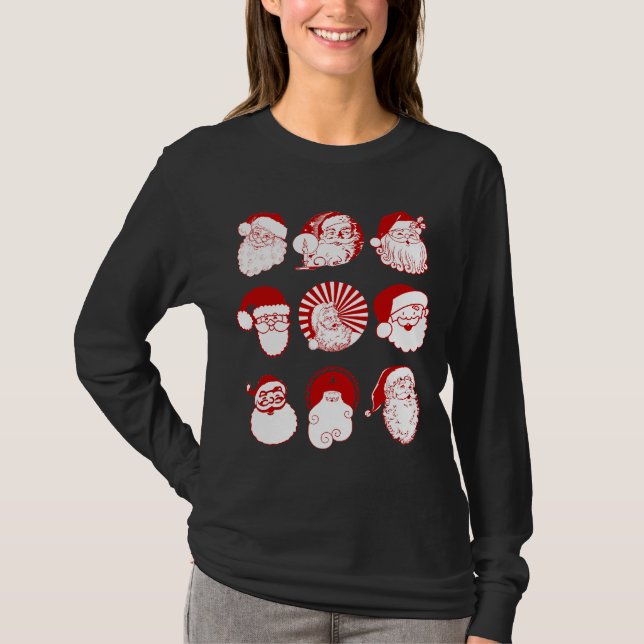 9 Santas - Women's Black Long Sleeve T-shirt (Front)