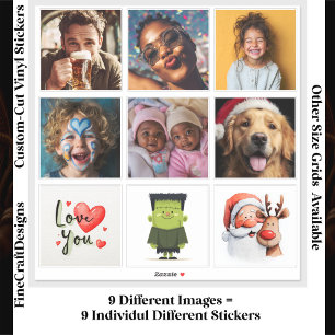 9 Square Individual Custom Photo/Image Collage Sticker