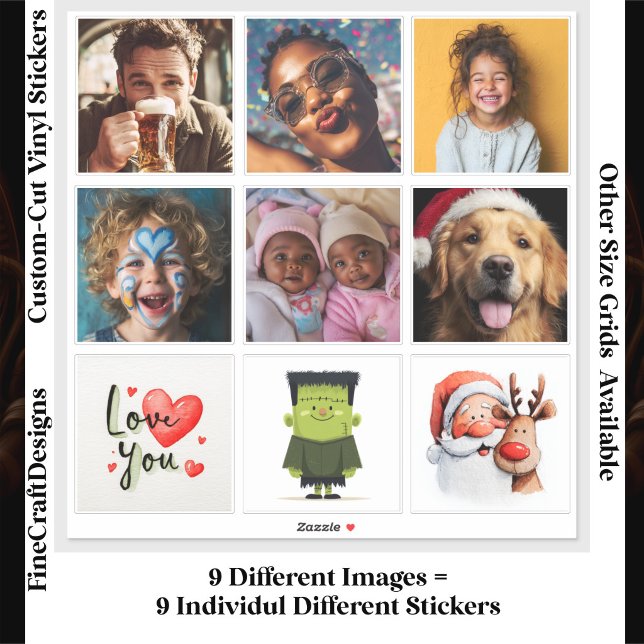 9 Square Individual Custom Photo/Image Collage Sticker (Creator Uploaded)