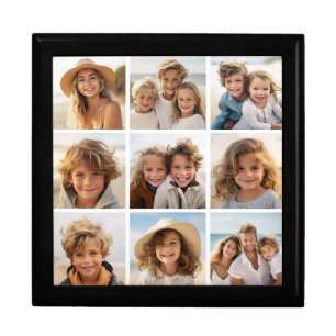 9 Square Photo Collage - Black and White Keepsake Box