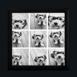 9 Square Photo Collage - Black and White Keepsake Box<br><div class="desc">Black and White Design - Use your photos without frames on this one! Add your favorite pictures and snapshots to this strip for a fun memory keeper. An artistic way to display your best photo sharing pics.</div>
