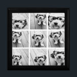 9 Square Photo Collage - Black and White Keepsake Box<br><div class="desc">Black and White Design - Use your photos without frames on this one! Add your favorite pictures and snapshots to this strip for a fun memory keeper. An artistic way to display your best photo sharing pics.</div>