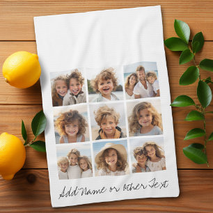 9 Square Photo Collage - Black and White Towel