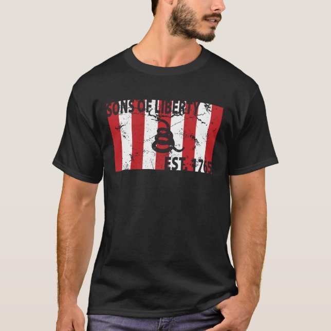 9 Stripped Sons of Liberty Flag T-Shirt (Front)
