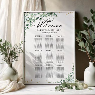 9 Table Eucalyptus Greenery Wedding Seating Chart