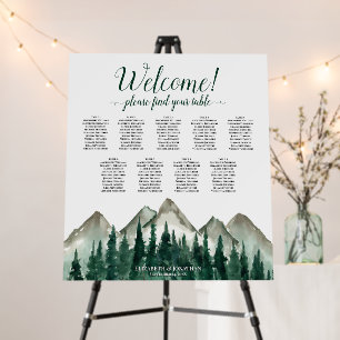 9 Table Mountains & Pine Wedding Seating Chart Foam Board