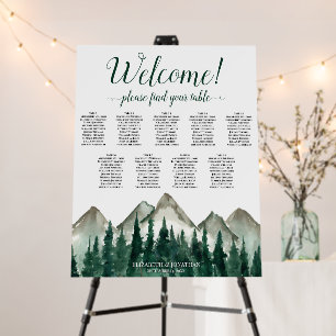 9 Table Mountains & Pine Wedding Seating Chart Foam Board