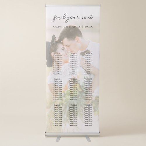 9 Table Photo Wedding Seat Chart Retractable Banner