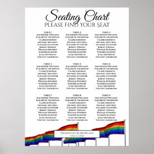 9 Table Rainbow Gay Pride Wedding Seating chart