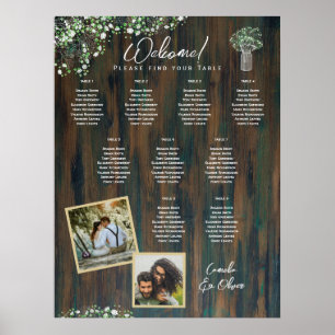 9 Table Rustic Wood Gypsophila PHOTO SEATING Foam Poster