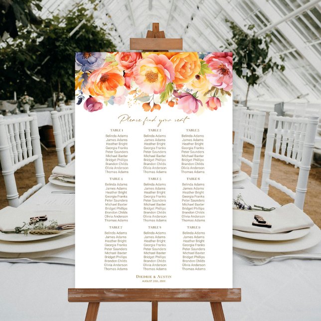 9 Table Spring Floral Wedding Seating Chart (Creator Uploaded)
