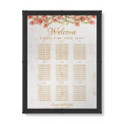 9 Table Wedding Seating Chart Pink Magnolia Marble