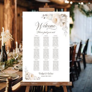 9 Table White Floral Wedding Seating Chart Foam Board