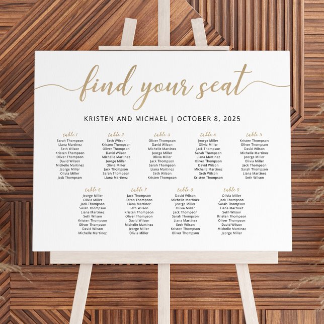 9 Tables Find Your Seat Seating Chart  Foam Board (Creator Uploaded)