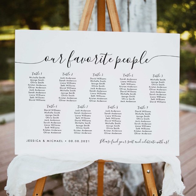 9 Tables Modern Our Favorite People Seating Chart (Creator Uploaded)