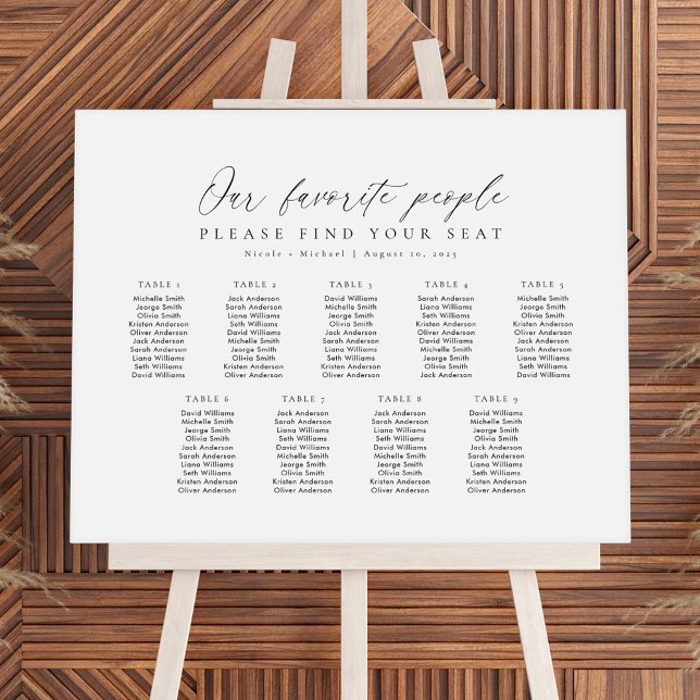 9 Tables Our Favorite People Seating Chart Plan Foam Board (Creator Uploaded)