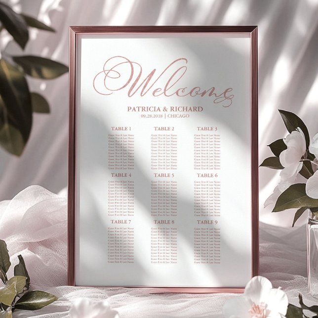 9 Tables Wedding Seating Chart Board Simple (Creator Uploaded)