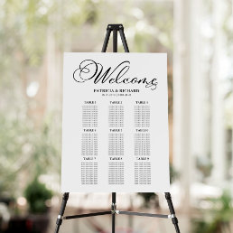 9 Tables Wedding Seating Chart Simple Script Foam Board