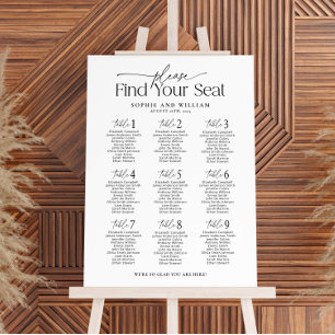 9 Tables Welcome Seating Chart Foam Board