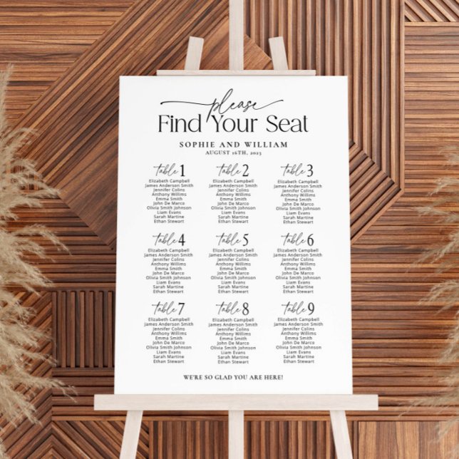 9 Tables Welcome Seating Chart Foam Board (Creator Uploaded)