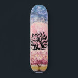 9 Tail Fox Asiatic Pink Cherry Blossom Skateboard<br><div class="desc">9 Tail Fox Japanese Kitsune Korean Kumiho Chinese Huli Jing Asiatic character in front of pink moon with cherry blossoms.</div>