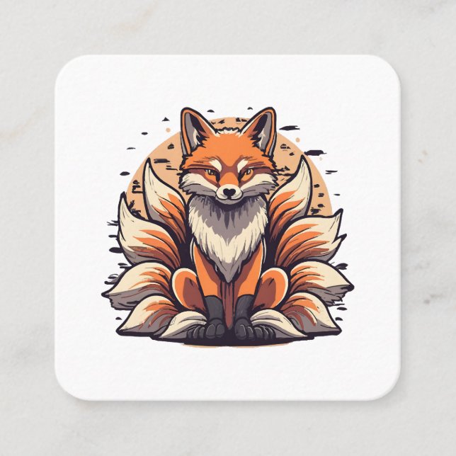 9 Tailed Fox Spirt Square Business Card (Front)