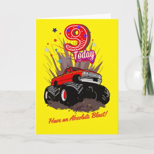 9 Today Monster Truck Birthday Card