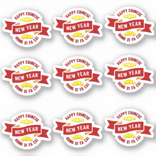 9 x Chinese New Year Gong Xi Fa Cai - Wish Wealth  Sticker (Front)