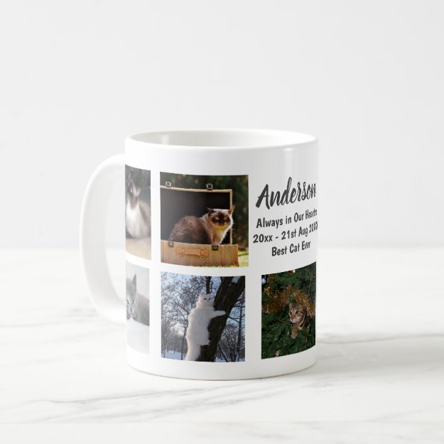 9 x Photo Collage Cat Lovers Custom Text Memorial Coffee Mug