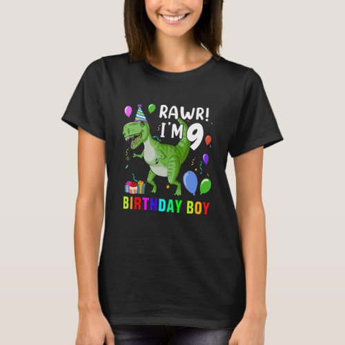 9 Year Old  9th Birthday Boy Rex Dinosaur T_Shirt