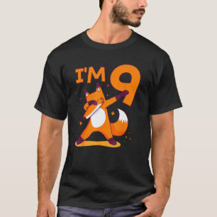 9 Year Old Animal Dabbing Fox 9th Birthday T-Shirt