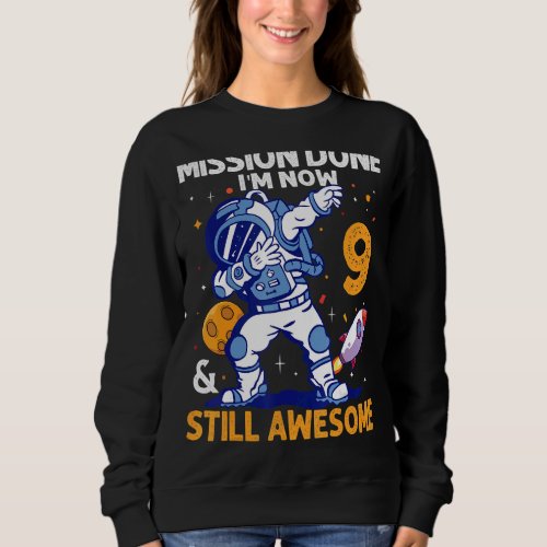 9 Year Old Astronaut Space Planet 9th Birthday Boy Sweatshirt