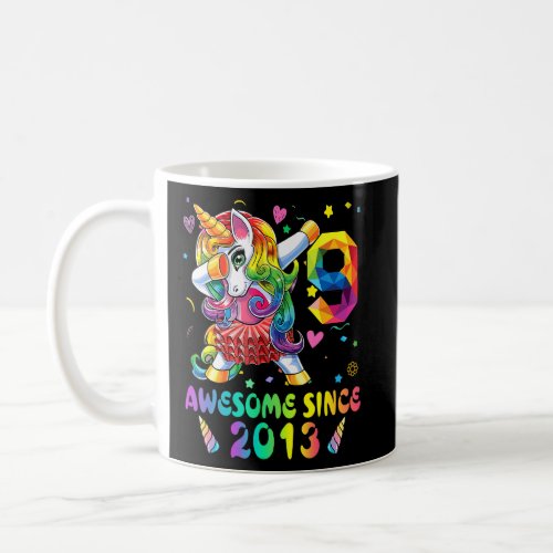 9 Year Old Awesome Since 2013 Dabbing Unicorn 9th  Coffee Mug