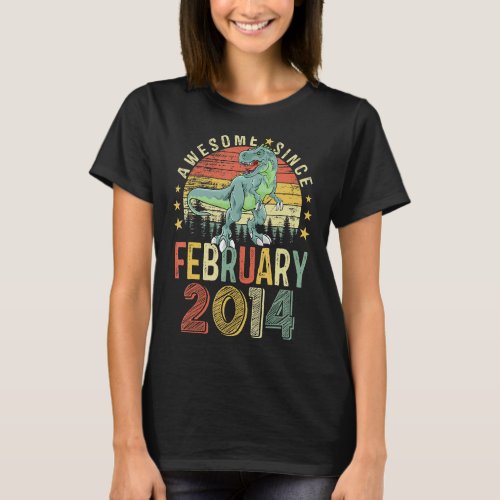 9 Year Old Awesome Since February 2014 9th Birthda T_Shirt