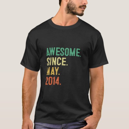 9 Year Old  Awesome Since May 2014 9th Birthday Bo T_Shirt