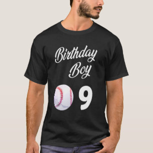 9 Year Old Baseball Birthday Party Boys Kids Nine T-Shirt