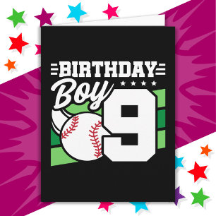 9 Year Old Baseball Party Theme 9th Birthday Boy Card
