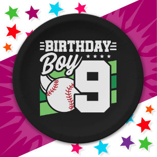 9 Year Old Baseball Party Theme 9th Birthday Boy Paper Plates